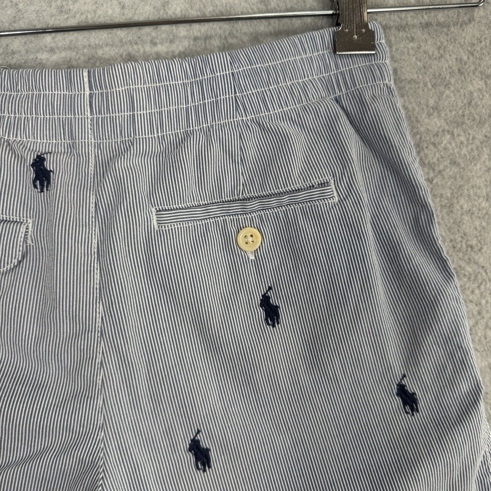 Polo Ralph Lauren Boys Seersucker Shorts Sz 14 Blue Stripe Embroidered Pony - Picture 14 of 15